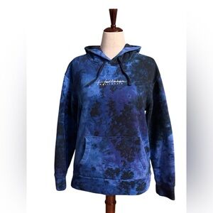 Hollister Blue and Black Tie-Dye Hoodie - Size S